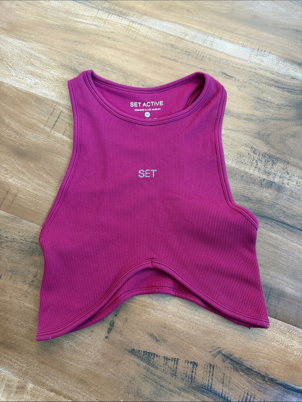 SET Active Ribbed Crop Tank in Berry Pink
